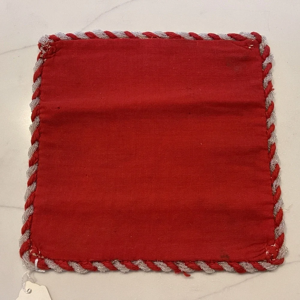 Table Mat Beaded Wool Good Luck Circa 1910 8.5